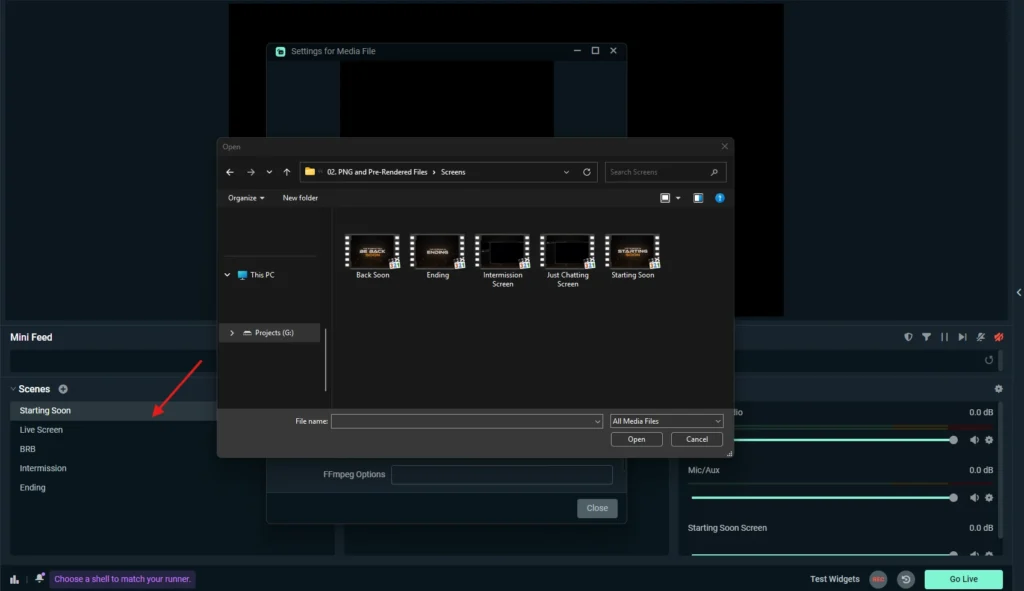 Add Starting Soon Screen