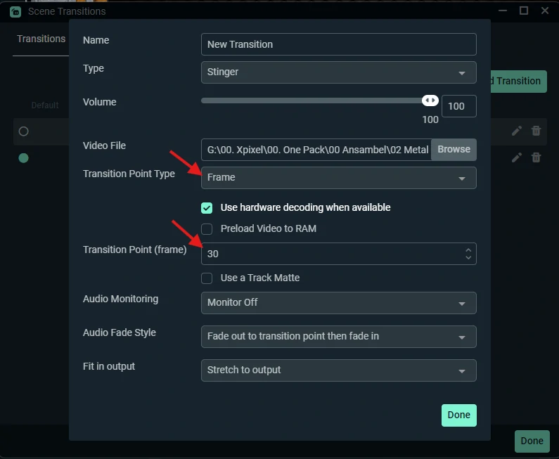 Adjust Transition Point