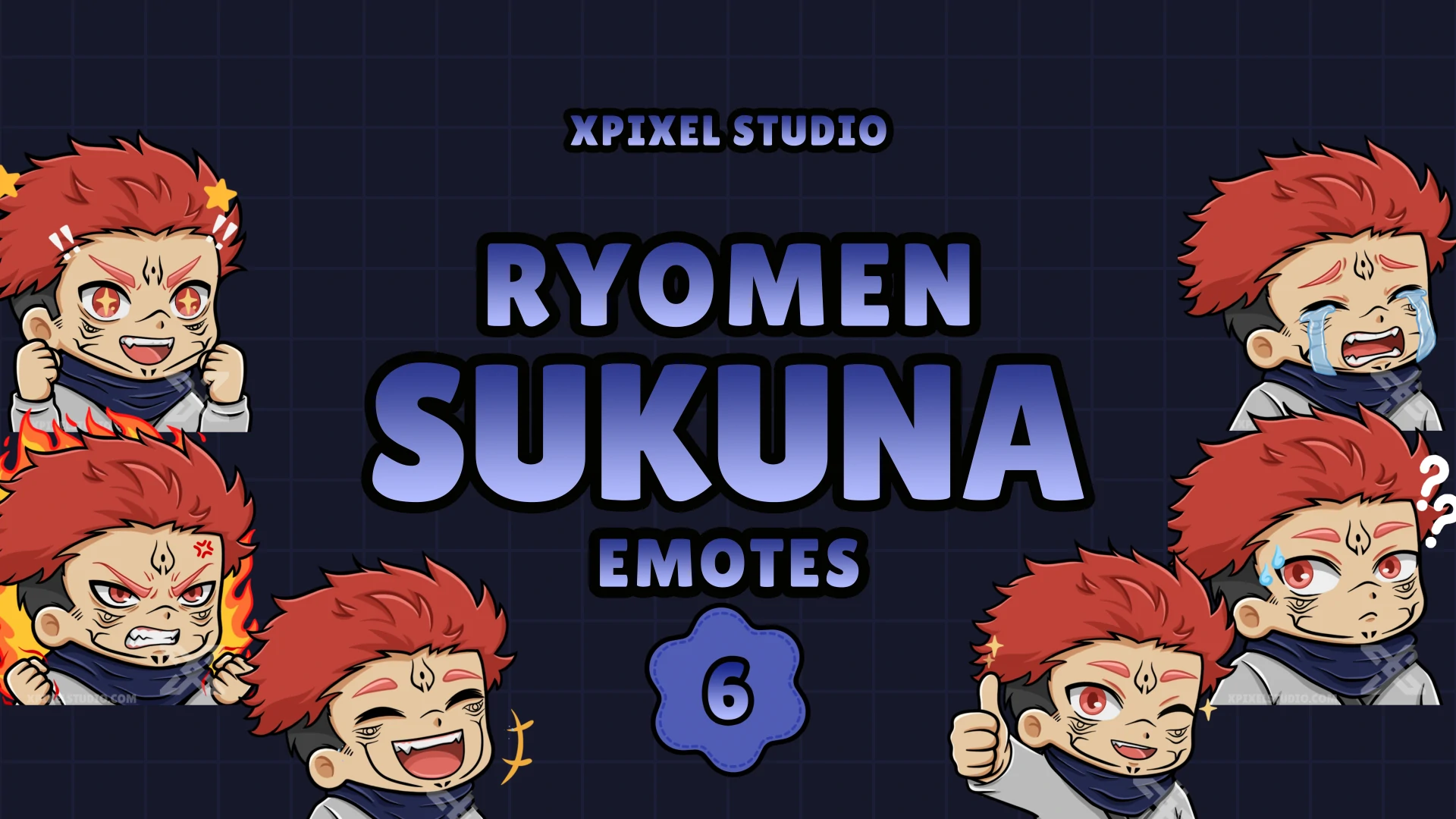 Animated Chibi Sukuna Emotes Pack